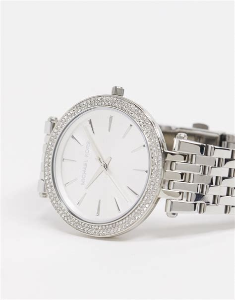 michael kors silver 3 face women's watch|Michael Kors silver diamond watch.